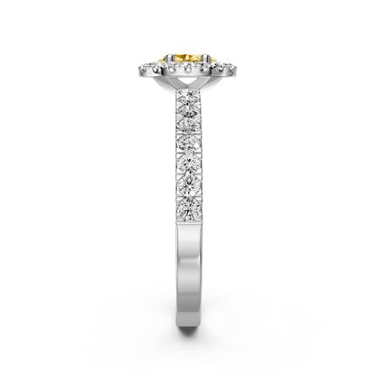 Diamond Ring with Yellow Sapphire in White Gold