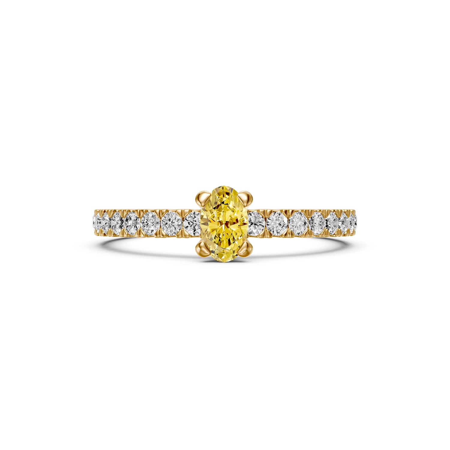 Sapphire Band Ring with Diamonds in Yellow Gold