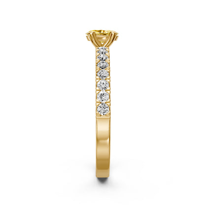 Sapphire Band Ring with Diamonds in Yellow Gold