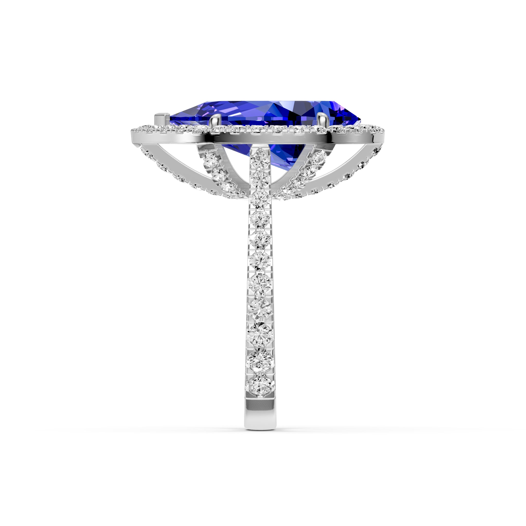 Diamond Ring with Tanzanite in White Gold