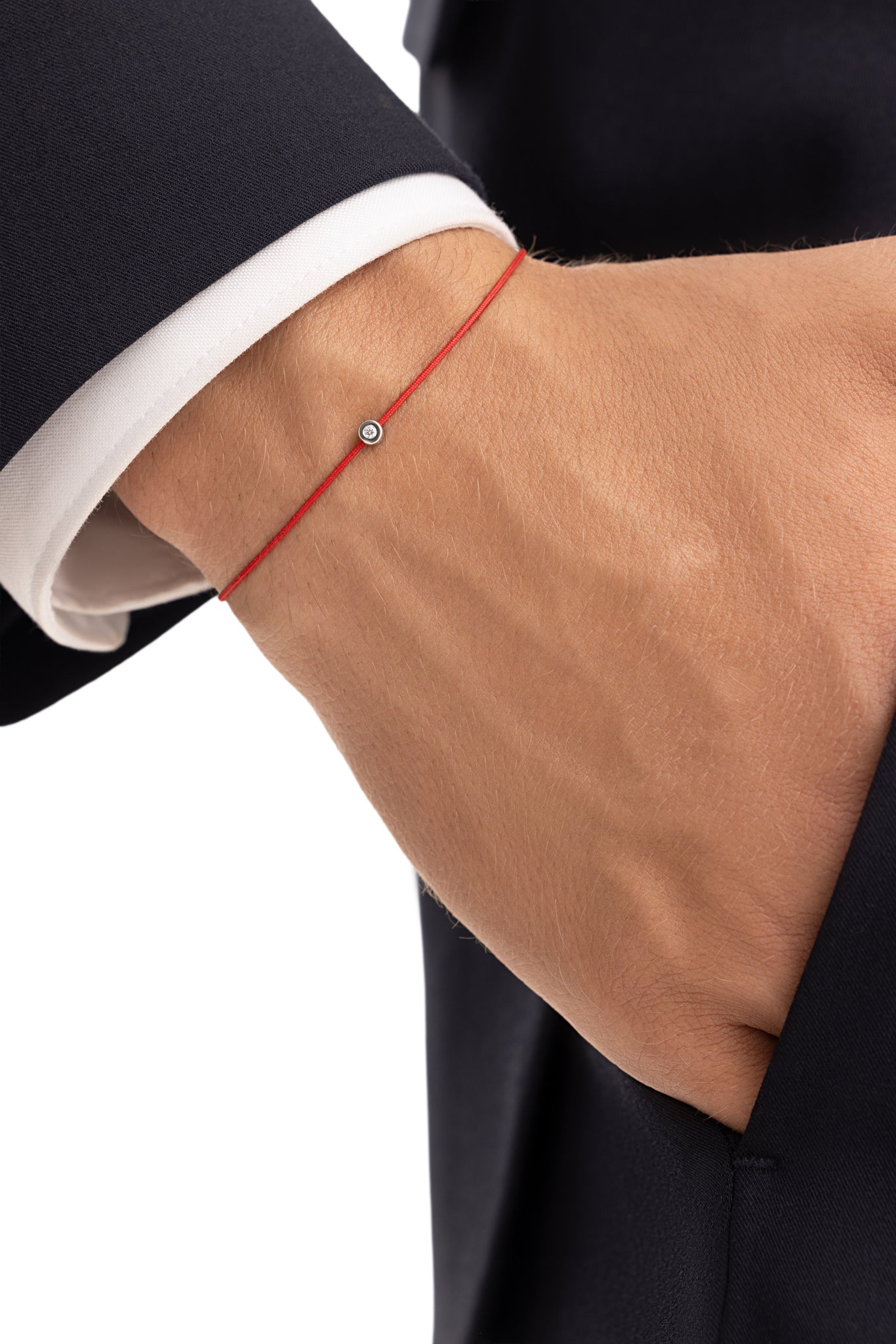 String Bracelet with Diamond in White Gold