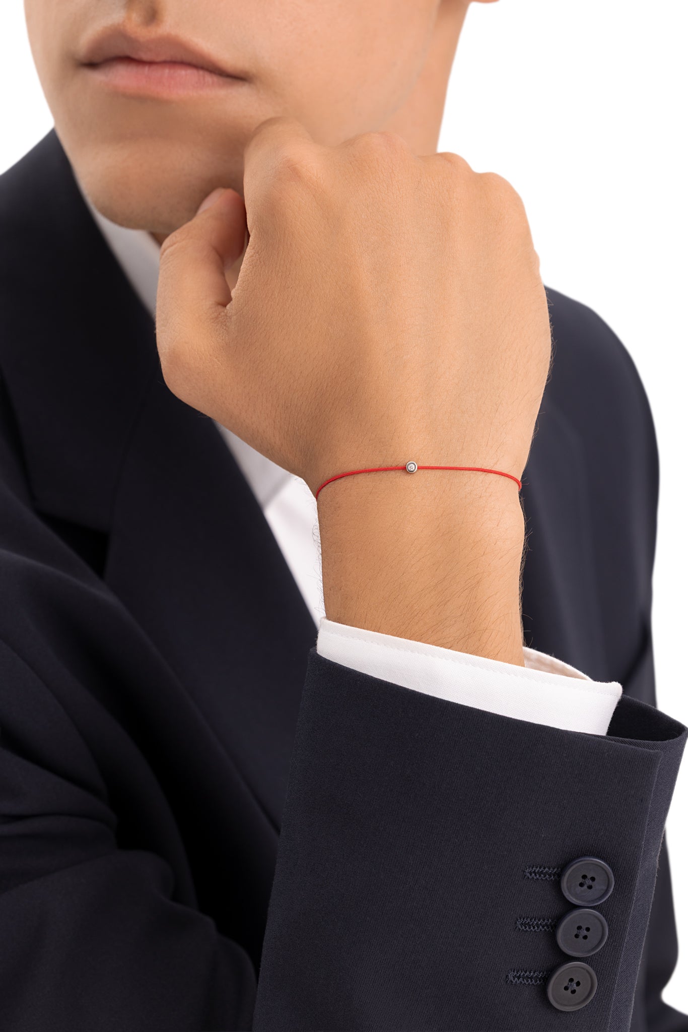 String Bracelet with Diamond in White Gold