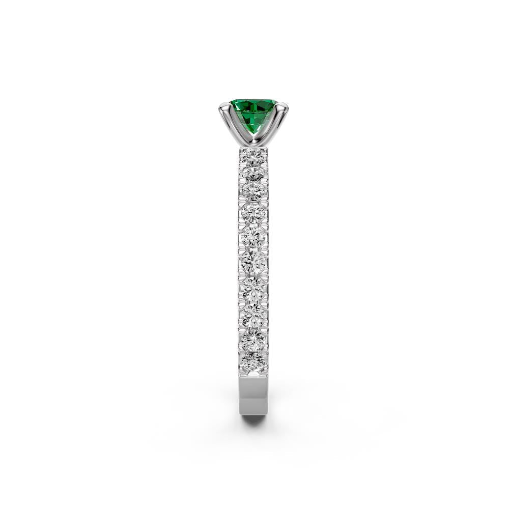 Diamond Ring with Tsavorites in White Gold