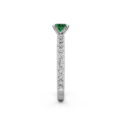Diamond Ring with Tsavorites in White Gold