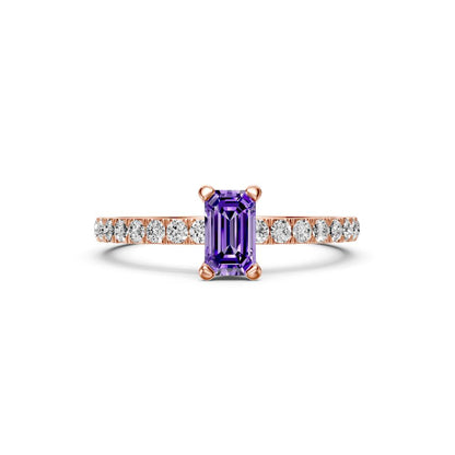 Diamond Ring with Tanzanite in Rose Gold