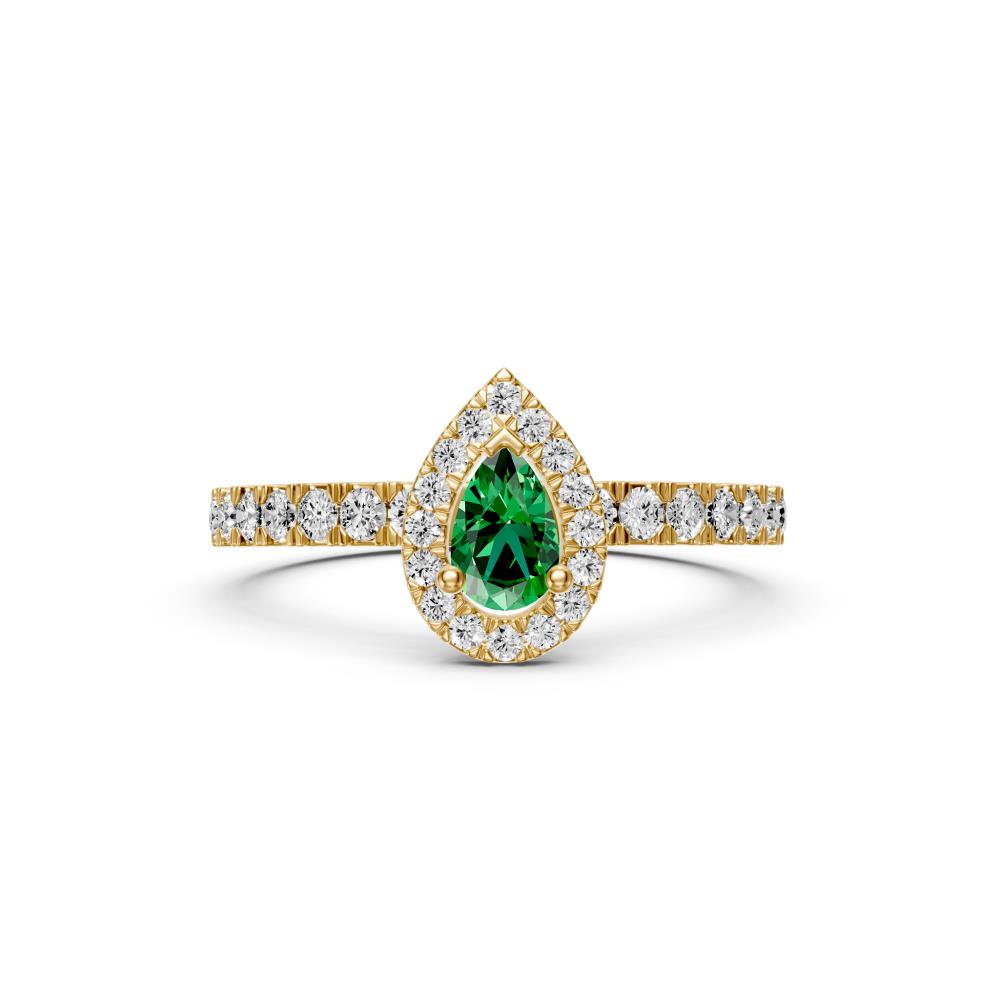Diamond Ring with Tsavorites in Yellow Gold
