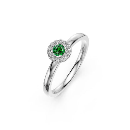 Diamond Ring with Tsavorites in White Gold
