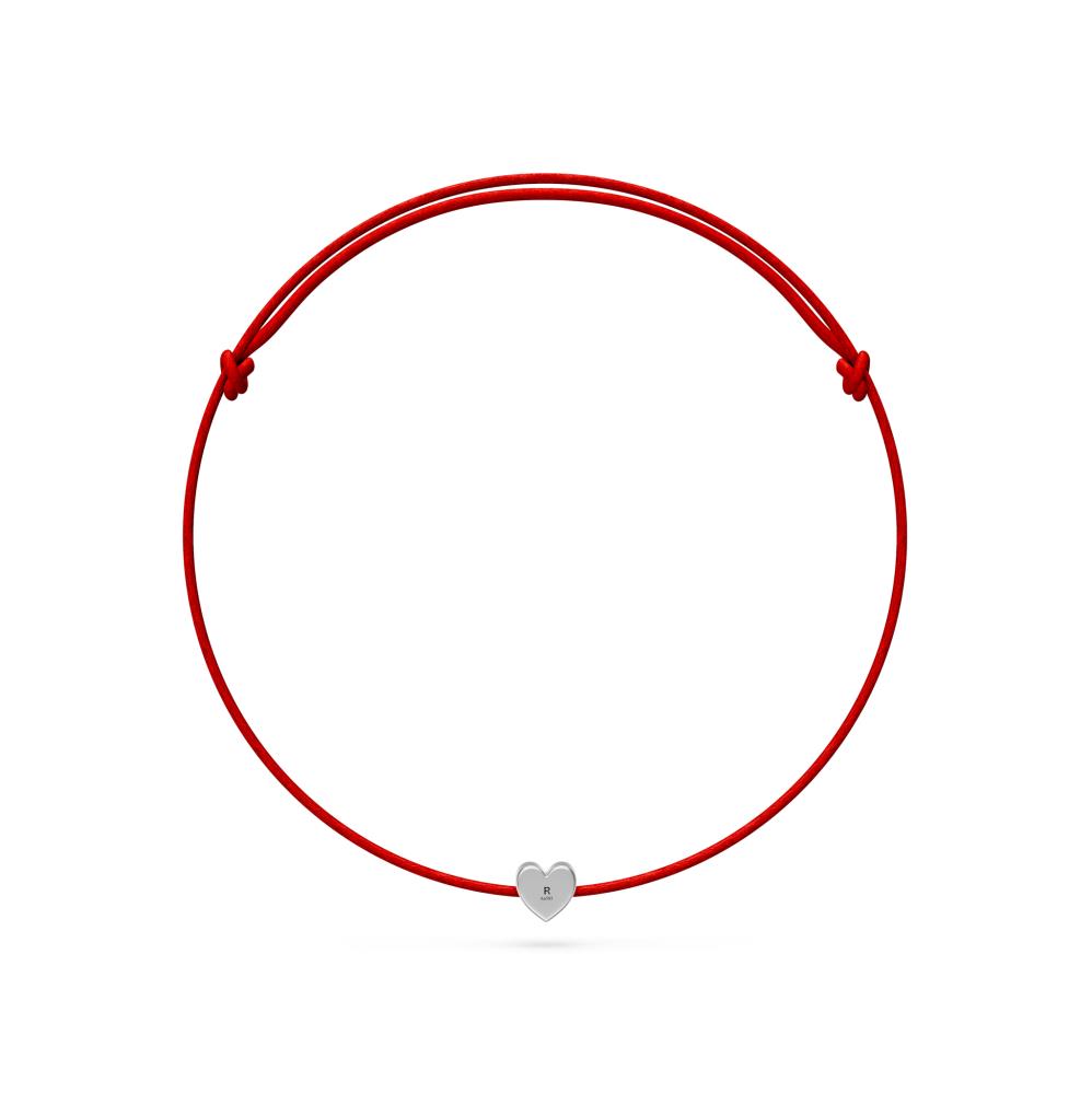 String Bracelet with Diamond in White Gold "Heart"