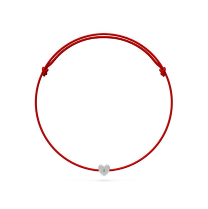 String Bracelet with Diamond in White Gold "Heart"