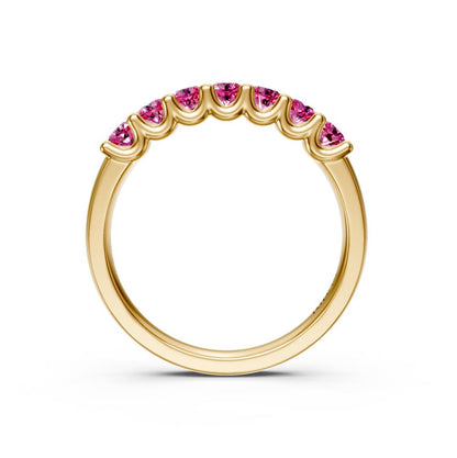 Pink Sapphire Band Ring in Yellow Gold