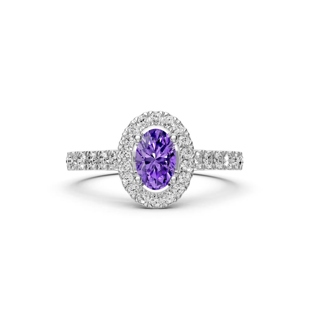Diamond Ring with Tanzanite in White Gold