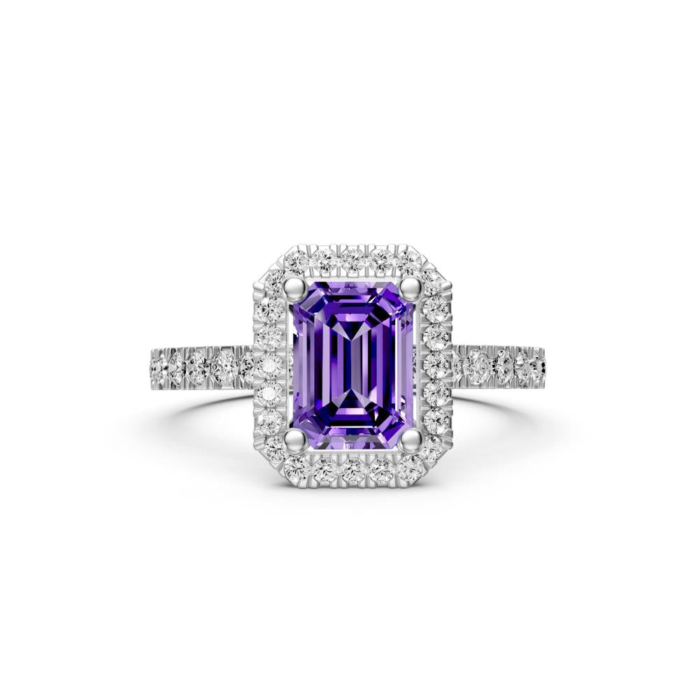 Diamond Ring with Tanzanite in White Gold