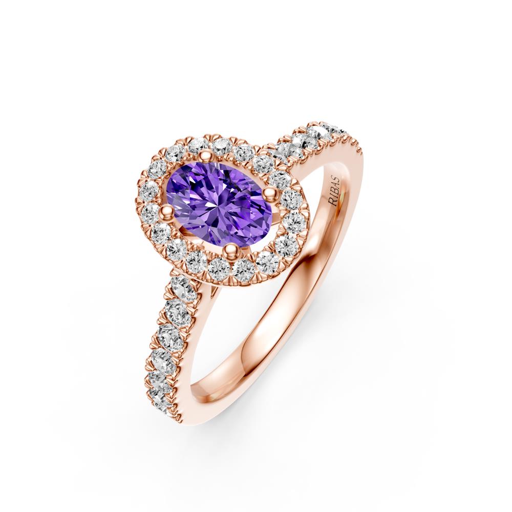 Diamond Ring with Tanzanite in Rose Gold