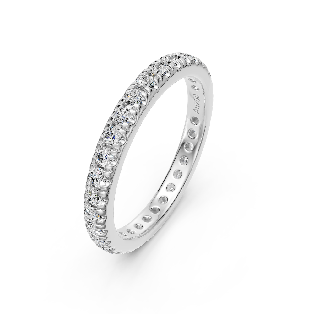 Diamond Band Ring in White Gold - Slim
