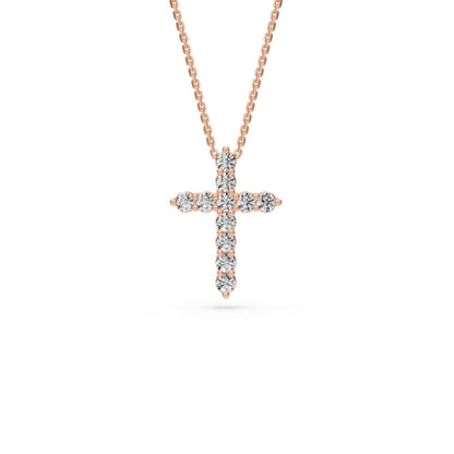 Diamond Cross Pendant in Rose Gold - Small