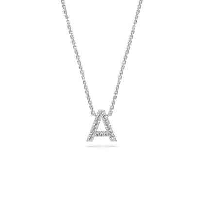 Mini Diamond Letter A Pendant in White Gold