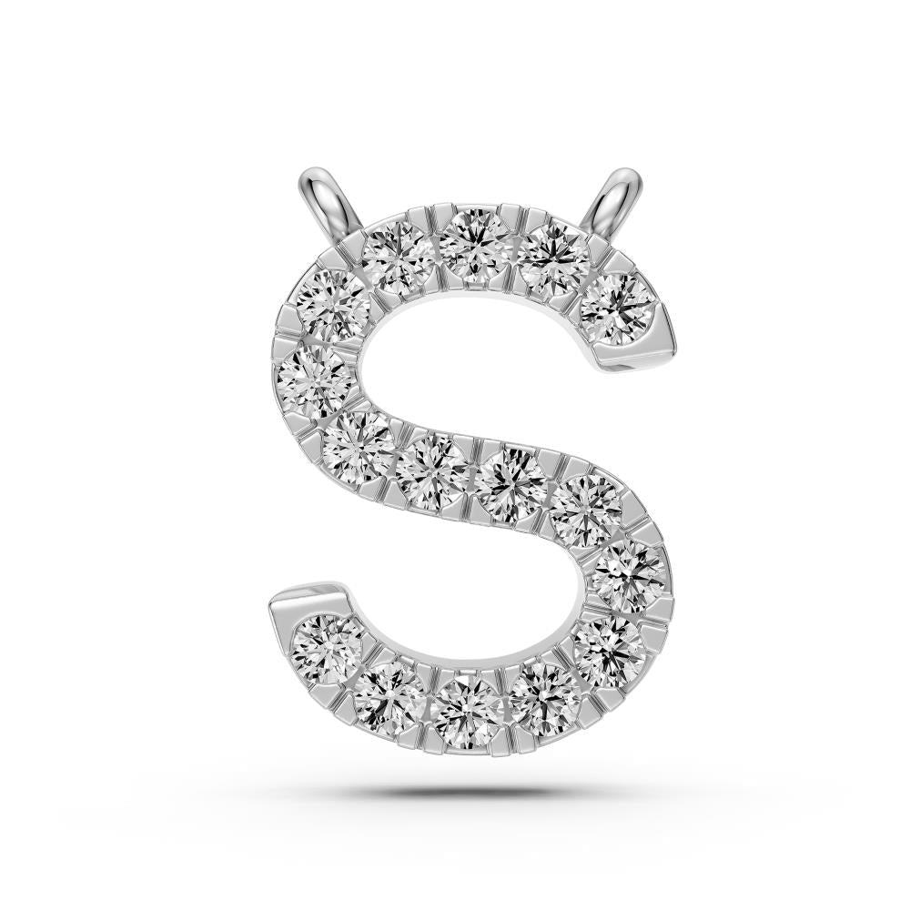 Diamond Letter S Necklace in White Gold