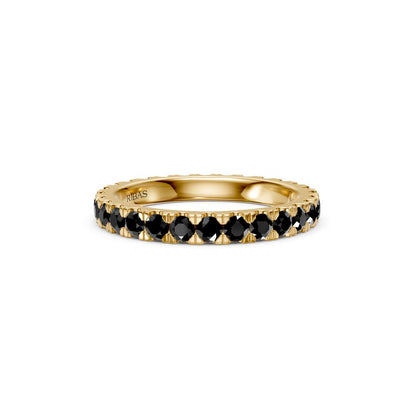 Black Diamond Band Ring in Yellow Gold
