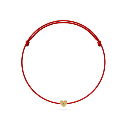 String Bracelet with Diamond in Yellow Gold "Heart"