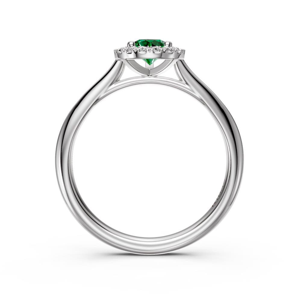 Diamond Ring with Tsavorites in White Gold