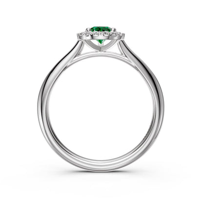 Diamond Ring with Tsavorites in White Gold