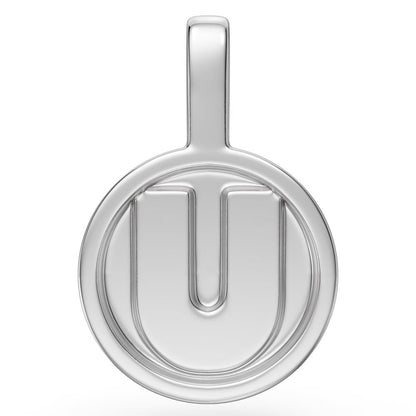 Diamond Letter U Pendant in White Gold