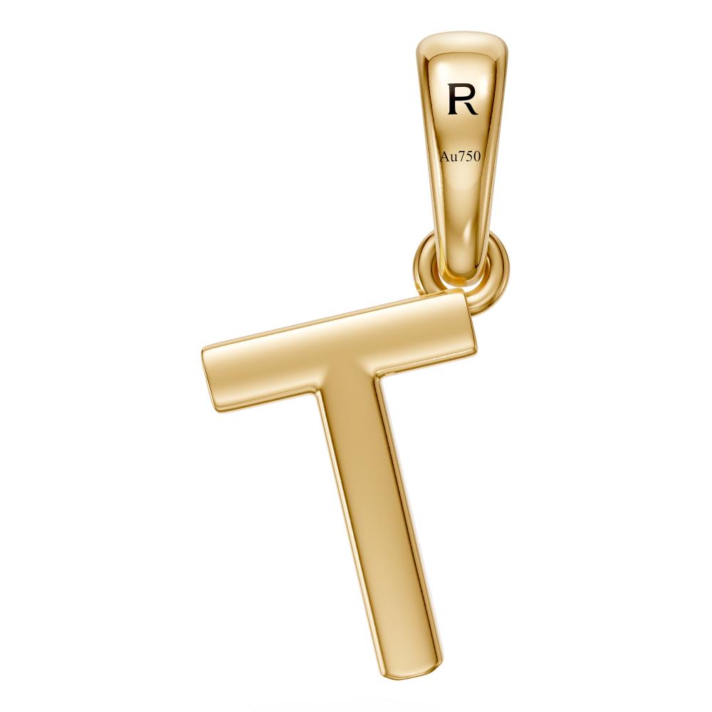 Mini Diamond Letter T Pendant in Yellow Gold
