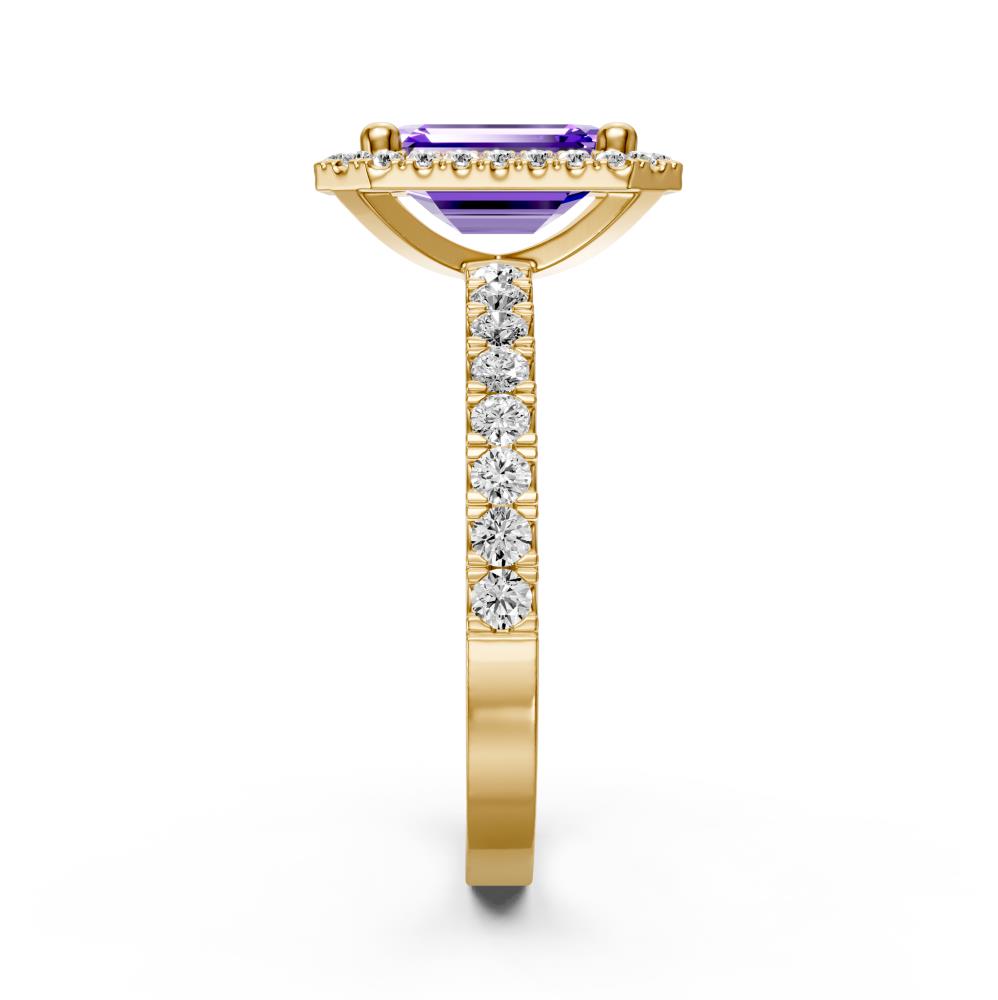 Diamond Ring with Tanzanite in Yellow Gold