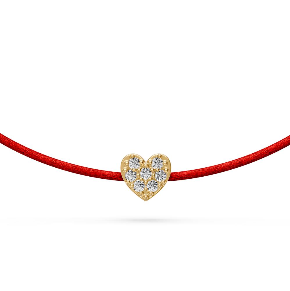 String Bracelet with Diamond in Yellow Gold "Heart"