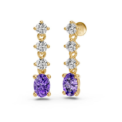Tanzanite and Diamond Earrings in Yellow Gold