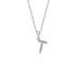 Mini Diamond Letter T Pendant in White Gold