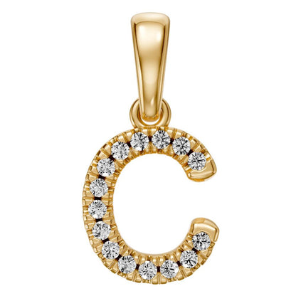 Mini Diamond Letter C Pendant in Yellow Gold