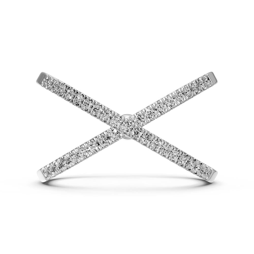 Diamond Ring "X" in White Gold