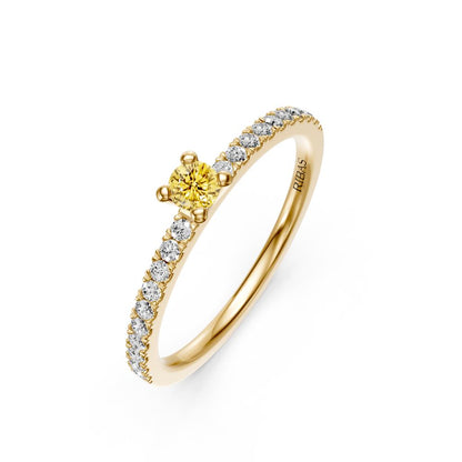 Diamond Ring with Yellow Sapphire in Yellow Gold