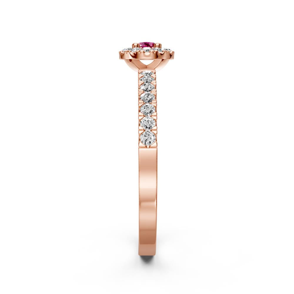 Diamond Ring with Pink Sapphire in Rose Gold