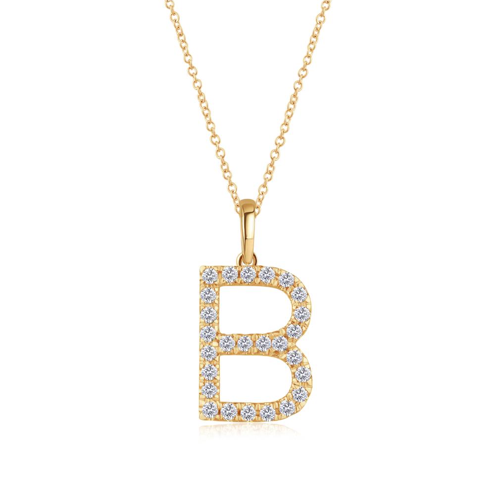 Diamond Letter B Pendant in Yellow Gold