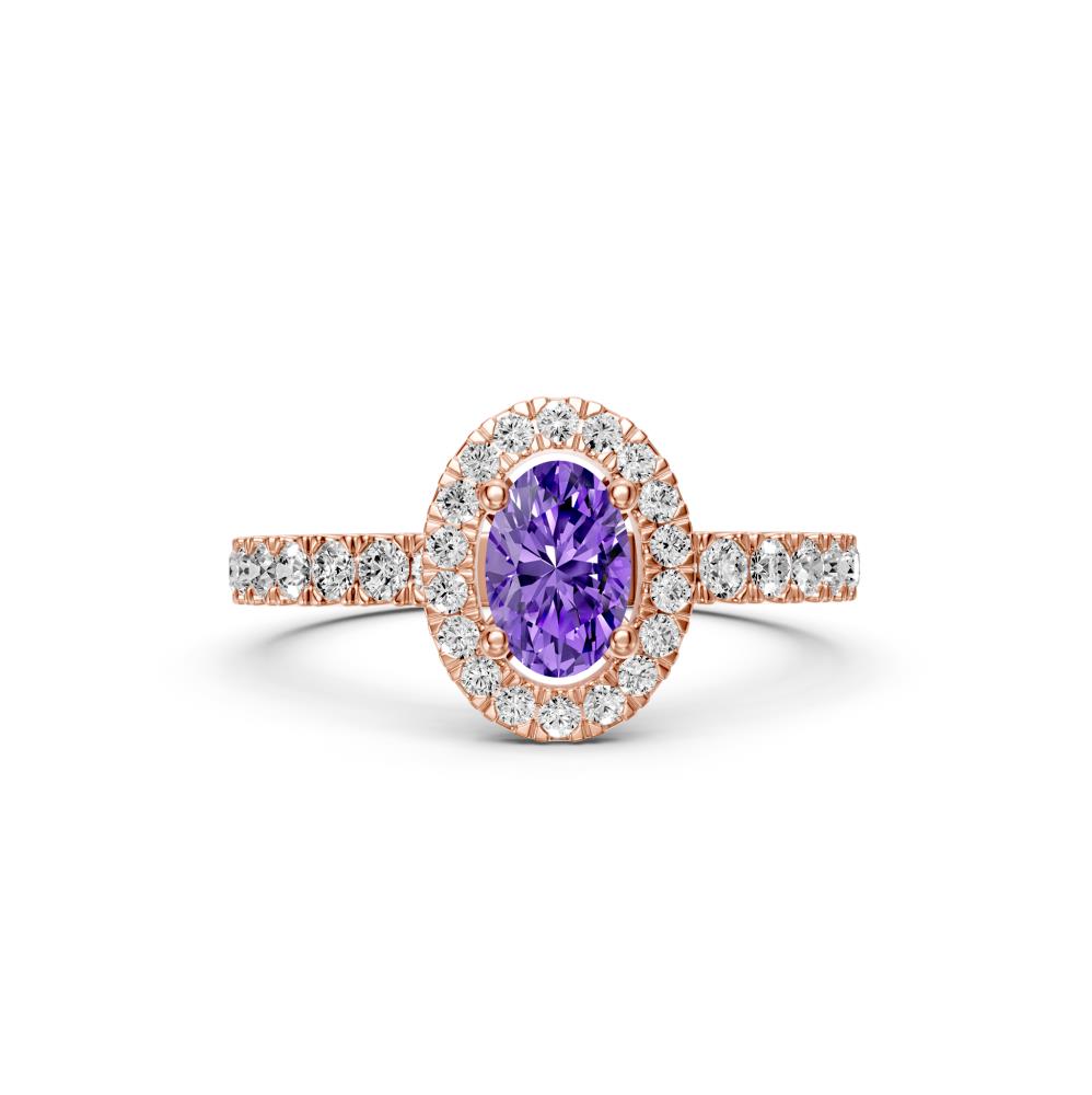 Diamond Ring with Tanzanite in Rose Gold