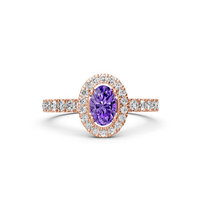 Diamond Ring with Tanzanite in Rose Gold