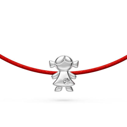 String Bracelet with Diamond in White Gold "Girl"