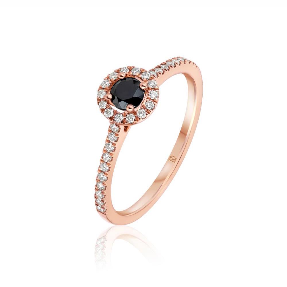Black Diamond Ring in Rose Gold
