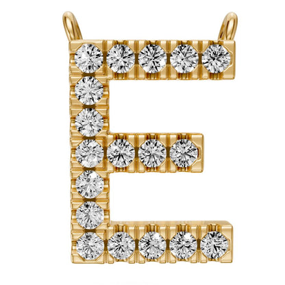 Diamond Letter E Pendant in Yellow Gold