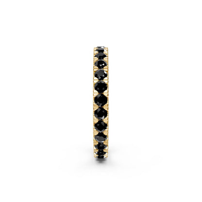 Black Diamond Band Ring in Yellow Gold