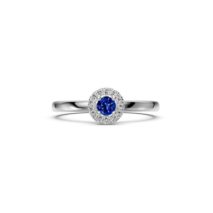 Sapphire Band Ring with Diamonds in White Gold