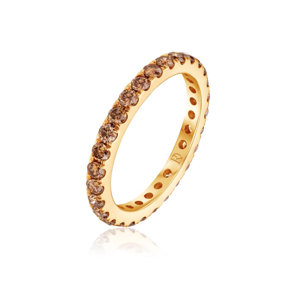 Geltono aukso žiedas su konjakiniais deimantais JFA199858
