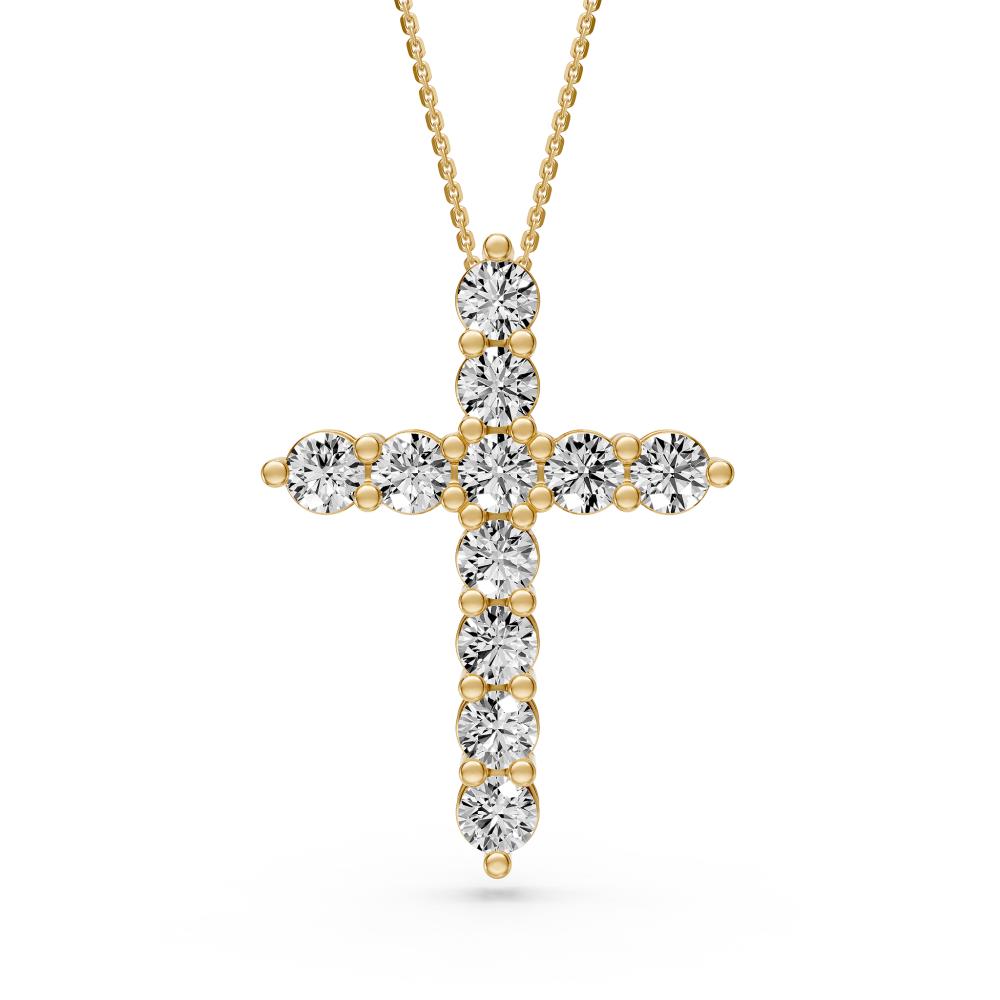 Diamond Cross Pendant in Yellow Gold - Large