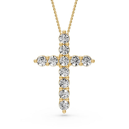 Diamond Cross Pendant in Yellow Gold - Large