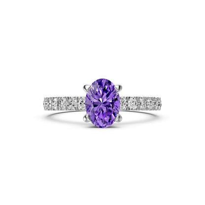Diamond Ring with Tanzanite in White Gold