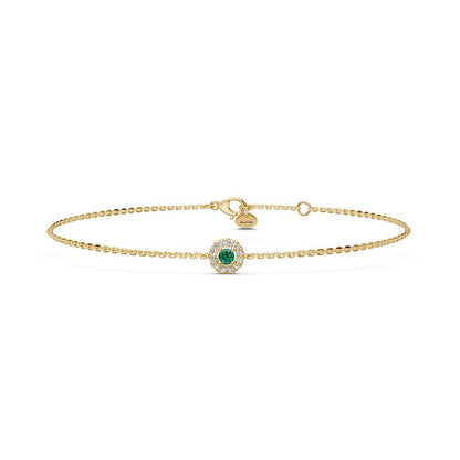 Green Sapphire Bracelet with Diamonds in Yellow Gold