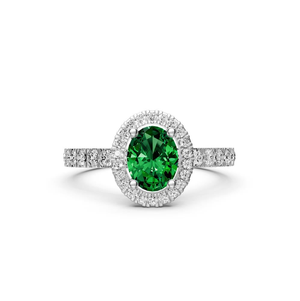 Diamond Ring with Tsavorite in White Gold