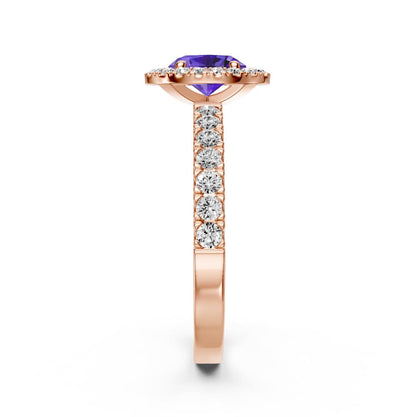 Diamond Ring with Tanzanite in Rose Gold